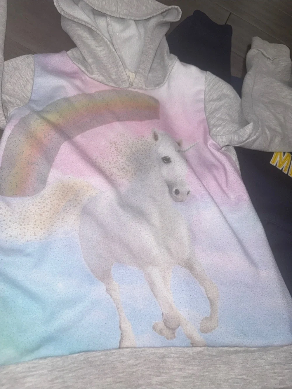 Bundle of girls hooded sweatshirts with unicorns and zip up